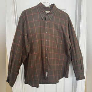Bill Blass Brown and Red Checkered Button-Down Shirt